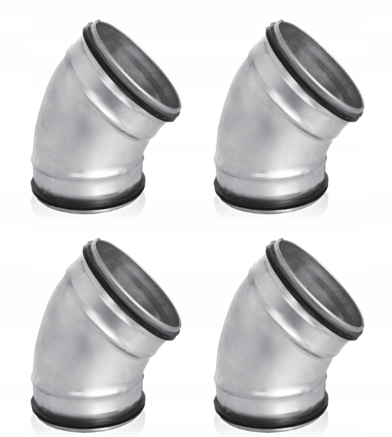 Ventilační koleno s těsněním 45 st fi160 Nyplové pozinkované Set 4 Ks