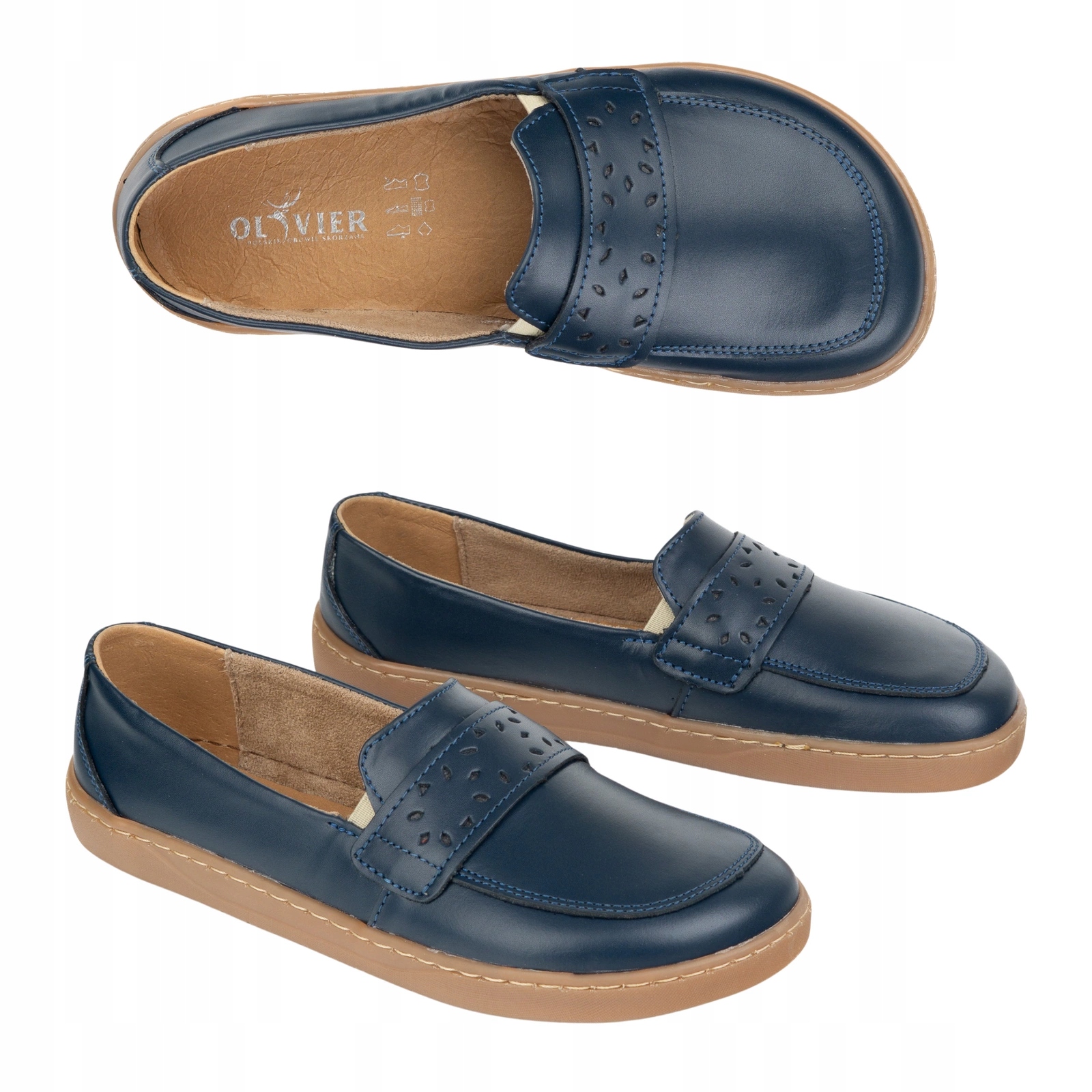 Dámské barefootové mokasíny Inga s širokou přední částí, Polské, modré, velikost 42