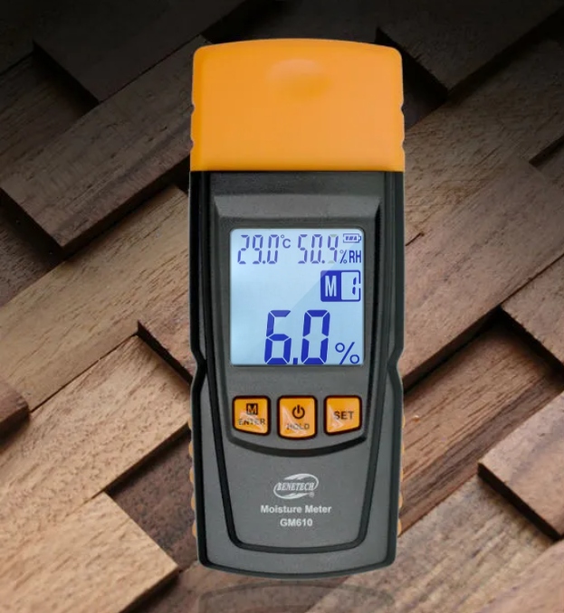 WILGOTNOŚCIOMIERZ MIERNIK WILGOTNOŚCI DO DREWNA 4 GRUPY POMIARU 9V BENETECH Kod producenta GM610