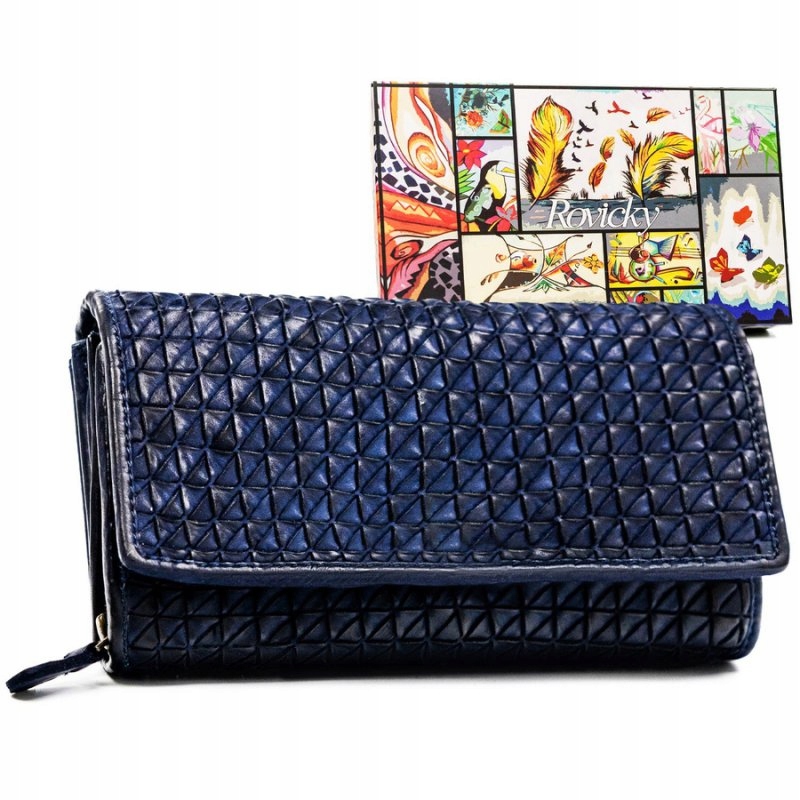 Prostorná dámská peněženka s 3D vzorem z přírodní kůže Rfid Rovicky