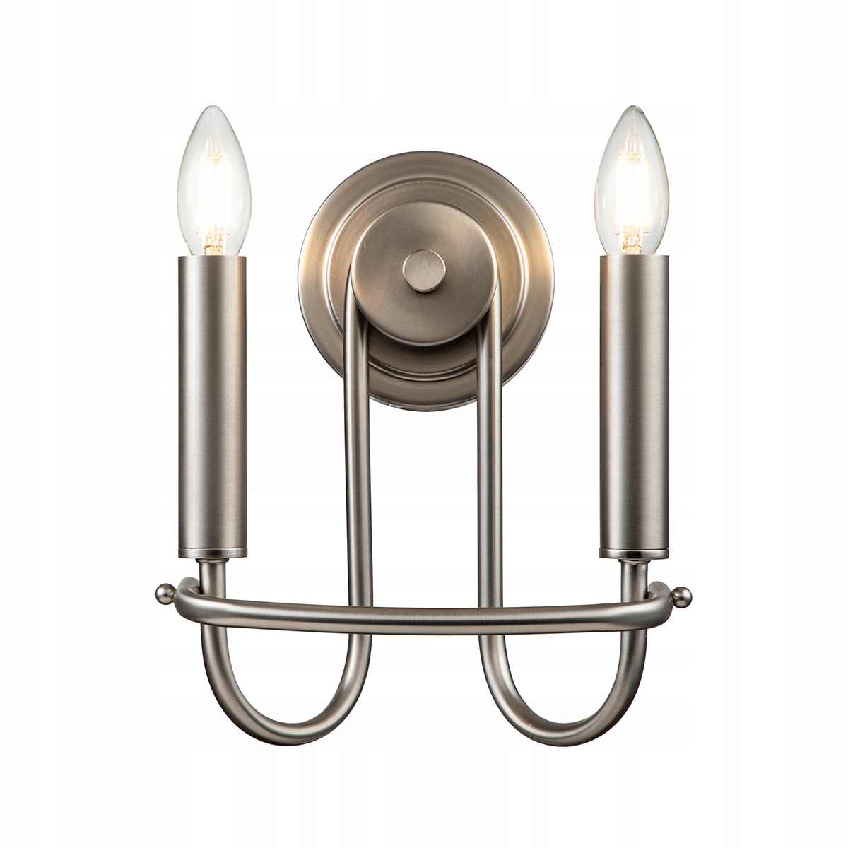 Dvojitá nástenná svietniková lampa nikel industriálna do obývacej izby Kichler