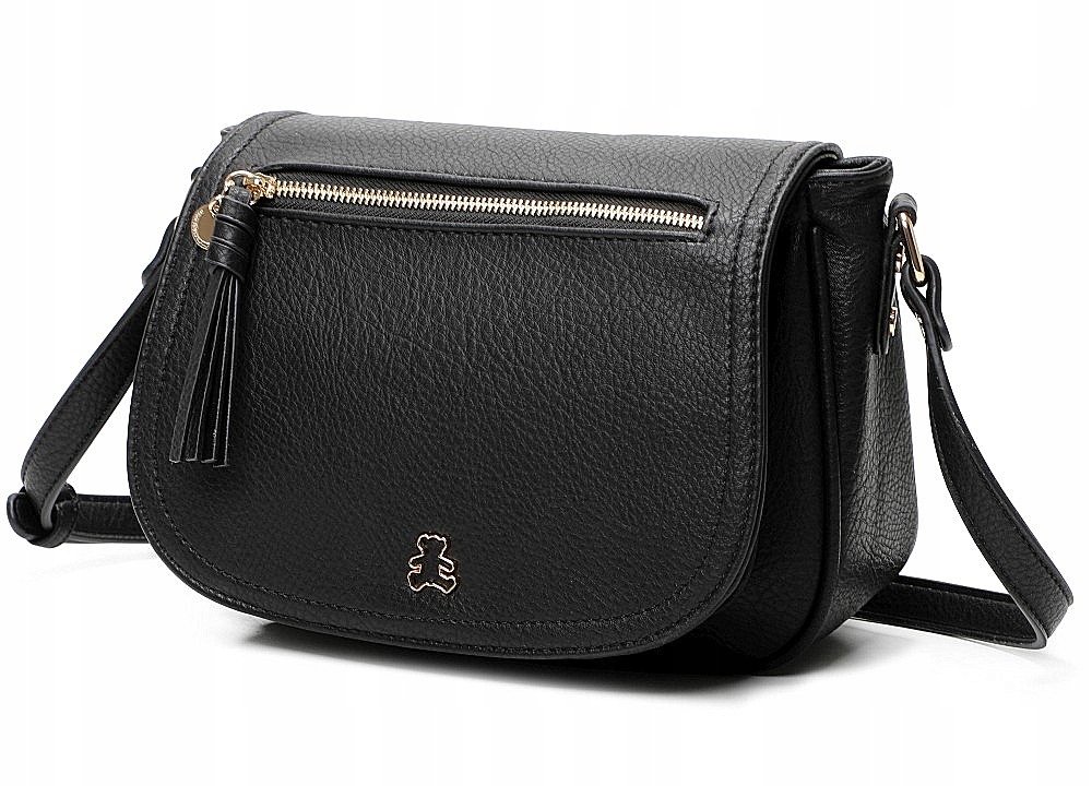 Lulu Castagnette czarna torebka listonoszka skóra ekologiczna miś