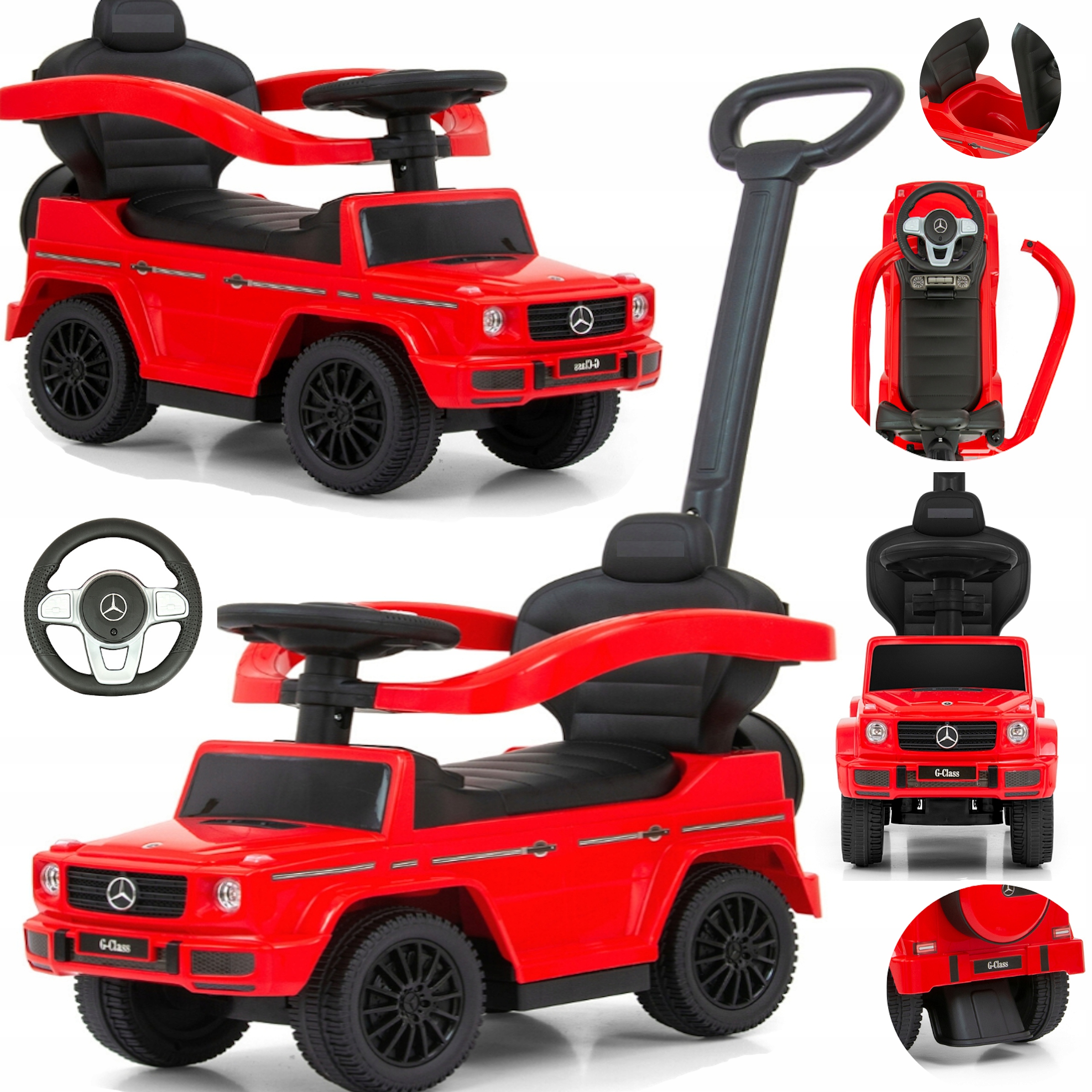 Jeździk Pchacz Chodzik Mercedes Autko Gumowe Koła Auto Samochodzik Roczek