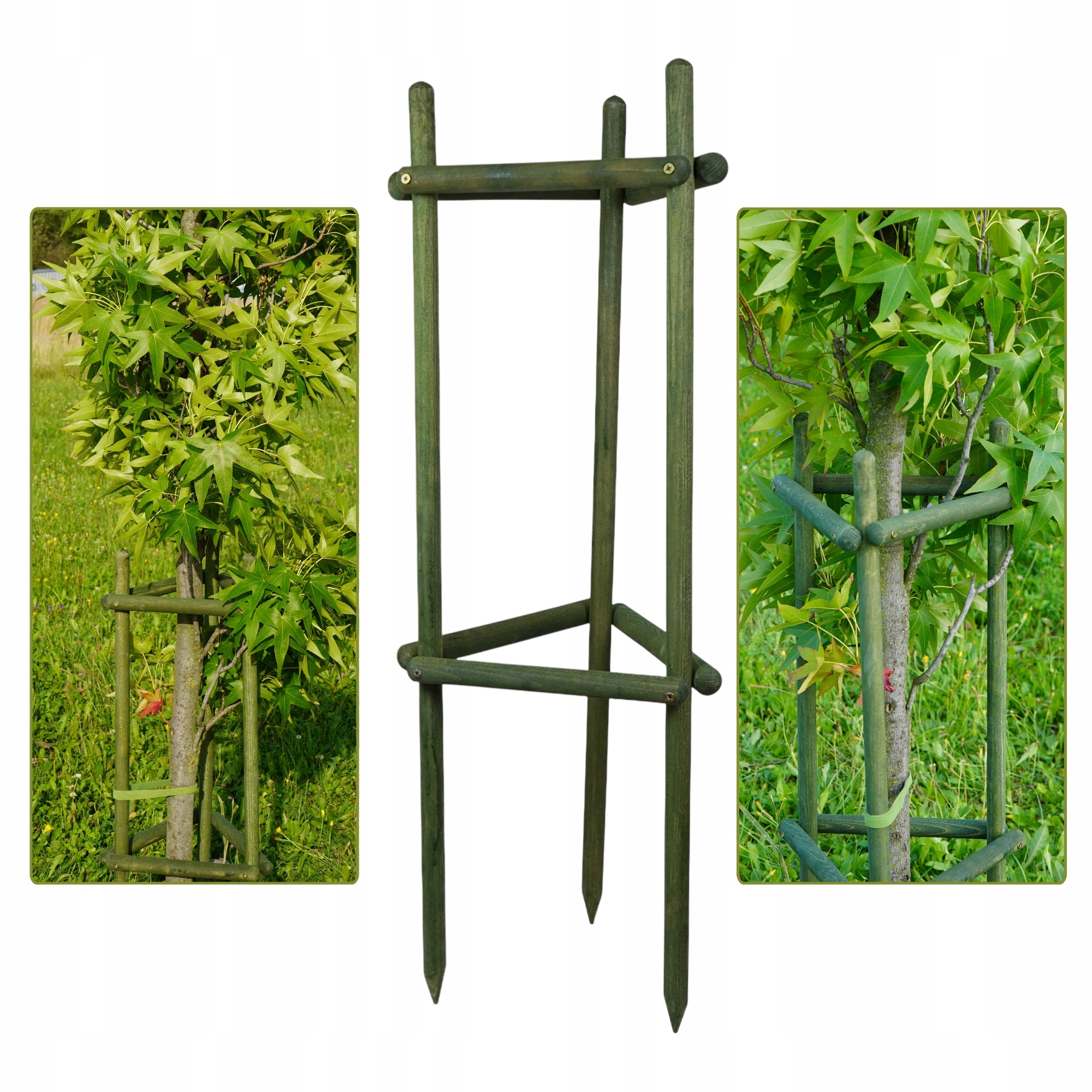 PODPORA OGRODOWA 130 CM FI 28 TRÓJKĄT IMPREGNOWANA DO ROŚLIN ZIELONA