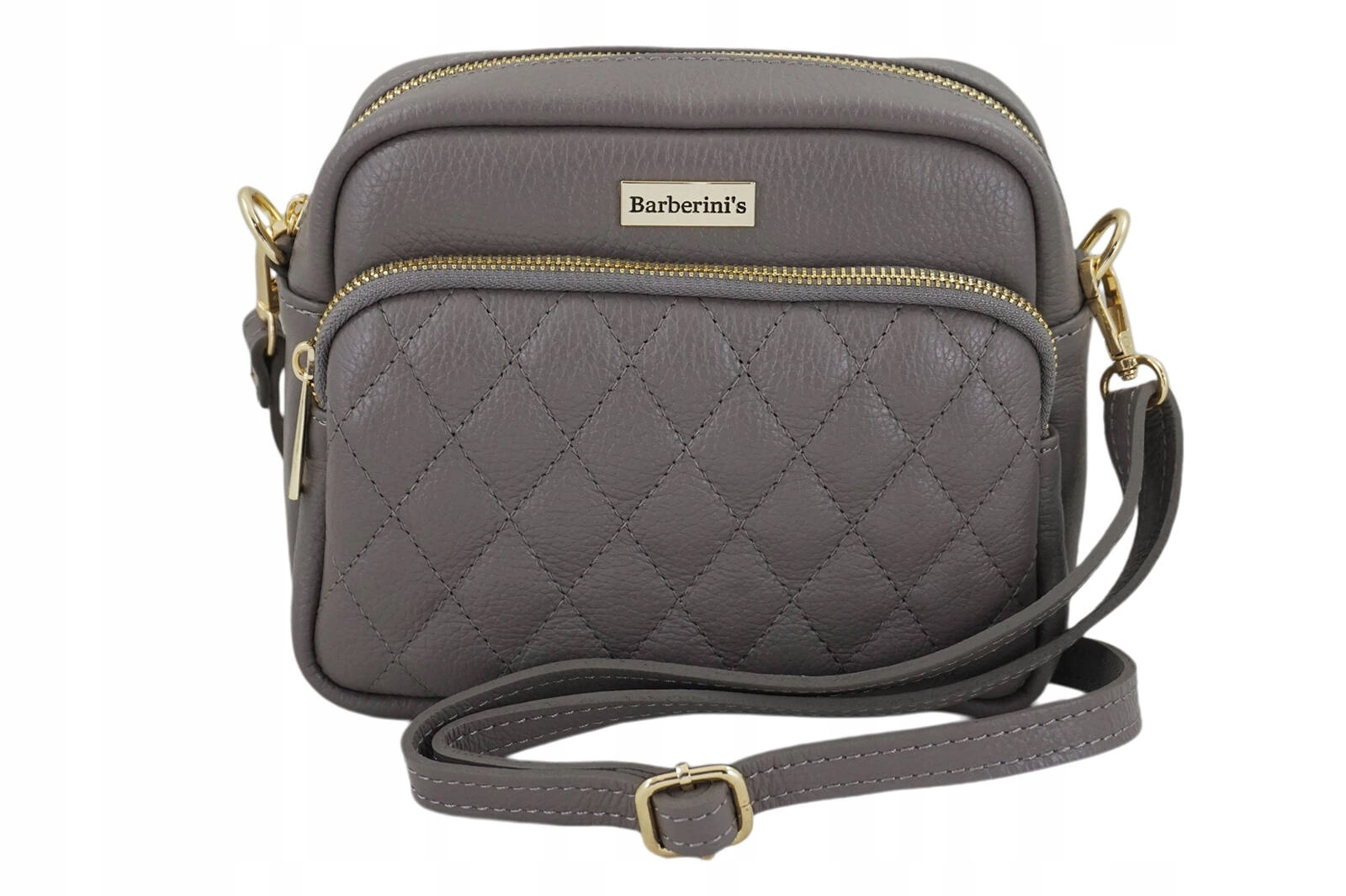 Kožená kabelka přes rameno, prošívaná Šedá