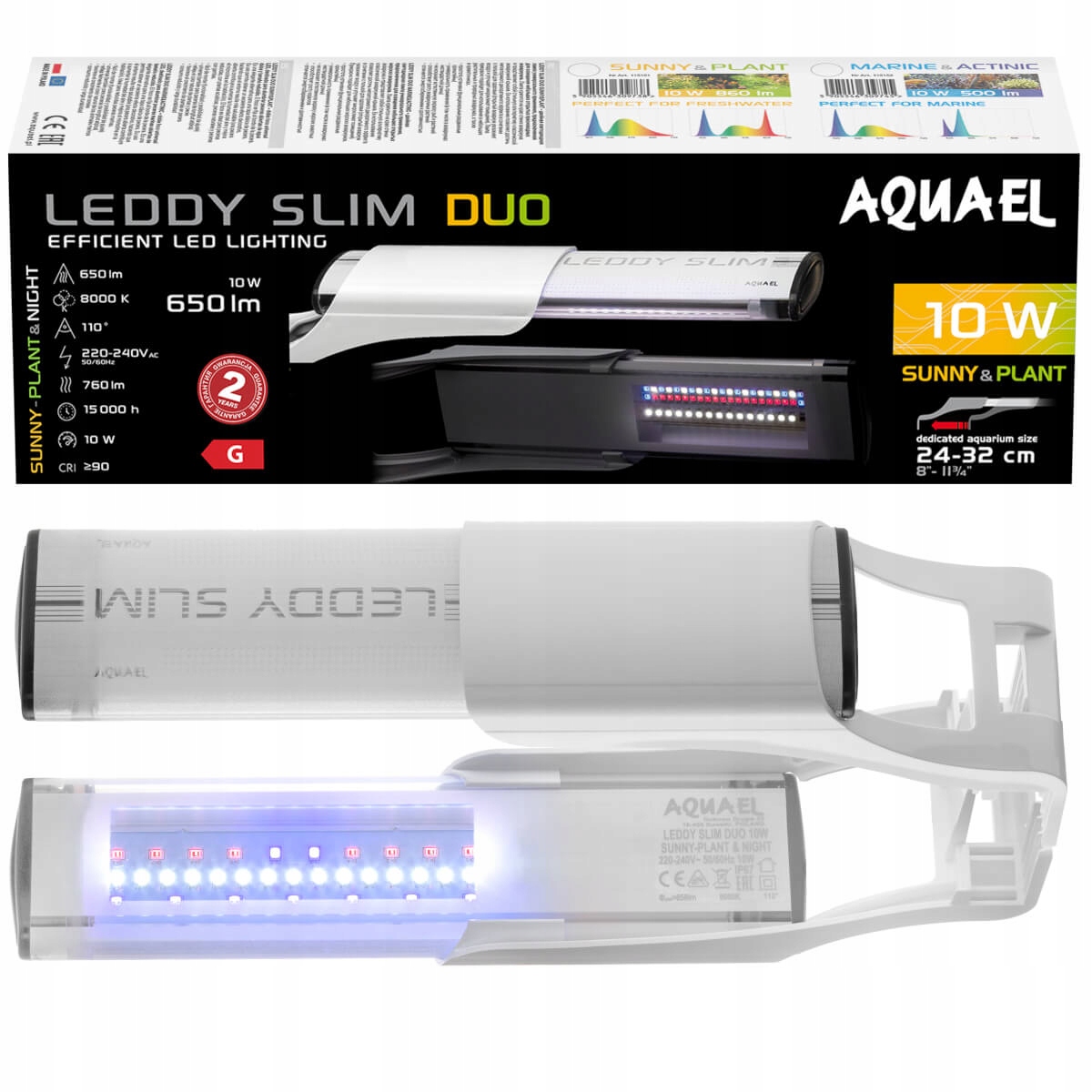 Levně Aquael Leddy Slim Duo Sunny Plant&Night 10W Led bílá