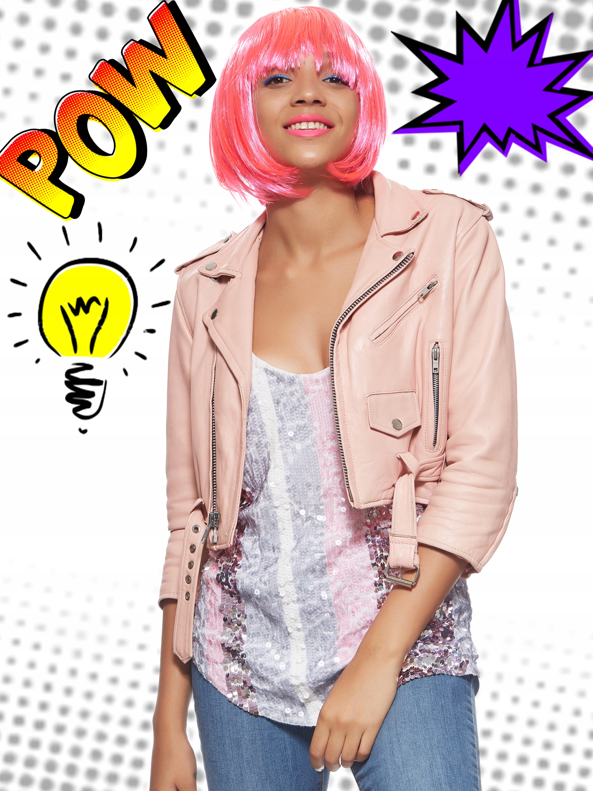 Peruka różowa bob włosy HELLOWEEN ANIME COSPLAY