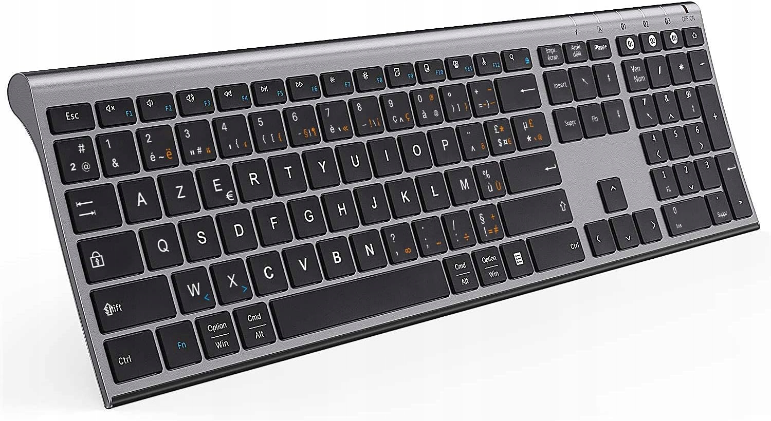 Bezdrátová Bluetooth Klávesnice Šedá Azerty Francouzská 3 Kanály