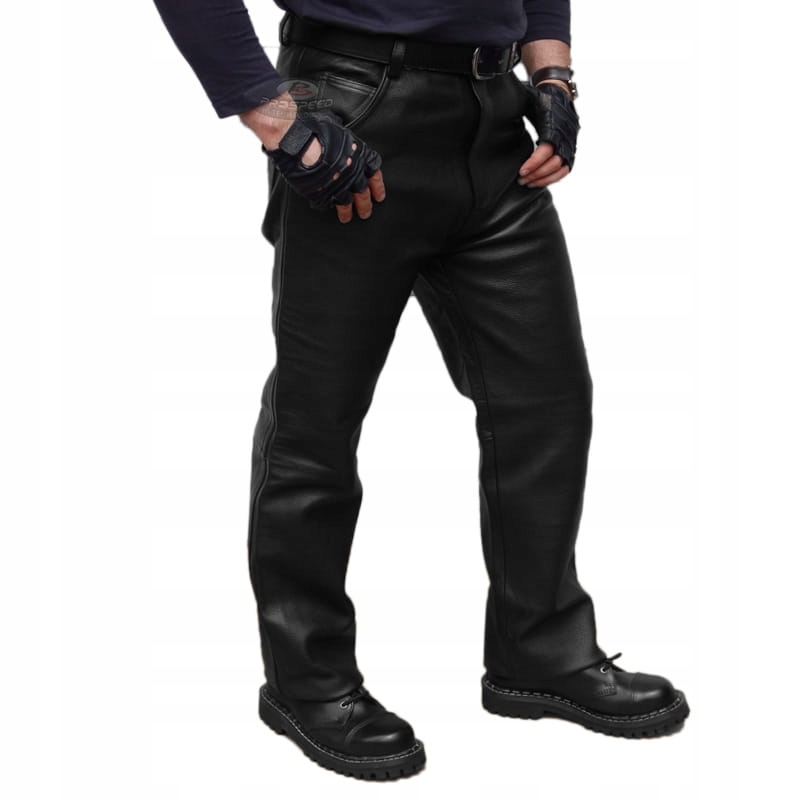 Spodnie Motocyklowe Skórzane Proste Anilina - 30