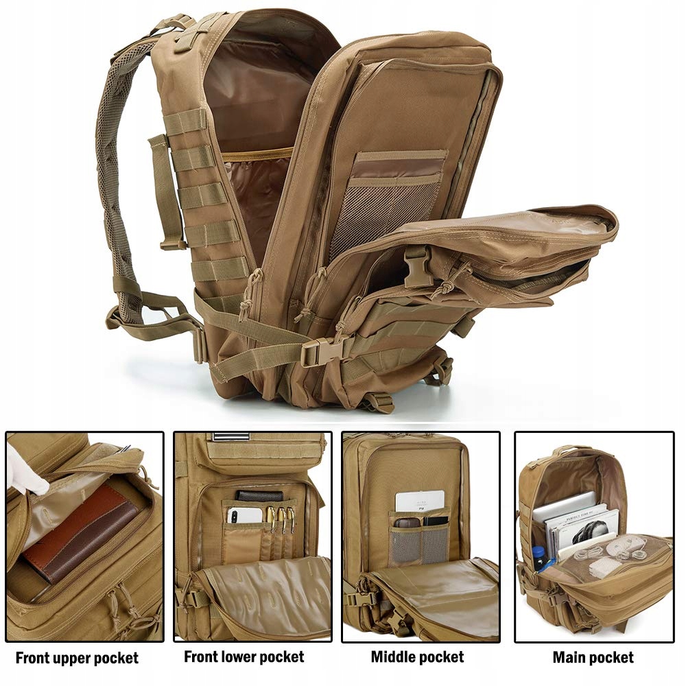 QT&QY Plecak Taktyczny 45L Wojskowy Męski Molle Na Wędrówki i Trekking — miniatura 6