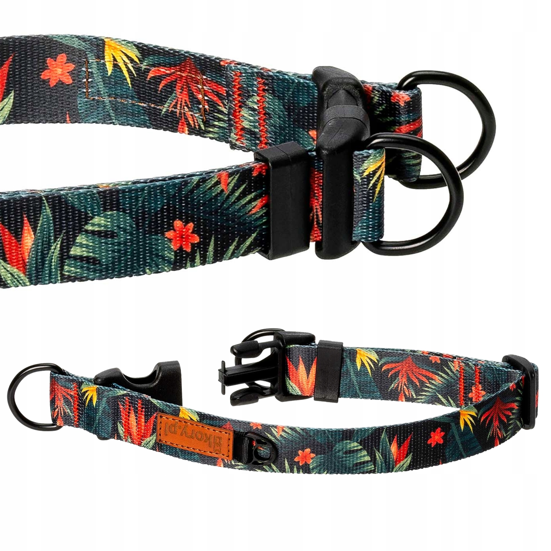 Levně Obojek pro velká plemena silného psa dvojitý D-ring XL 30 mm Ukory Zelený