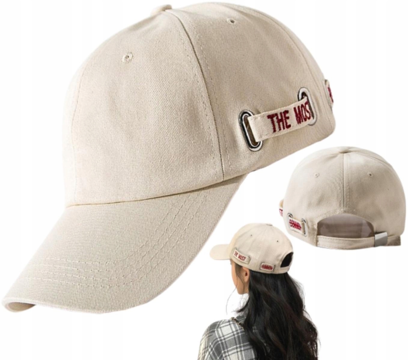 

Czapka Letnia Beżowa bejsbolówka jeans Vintage