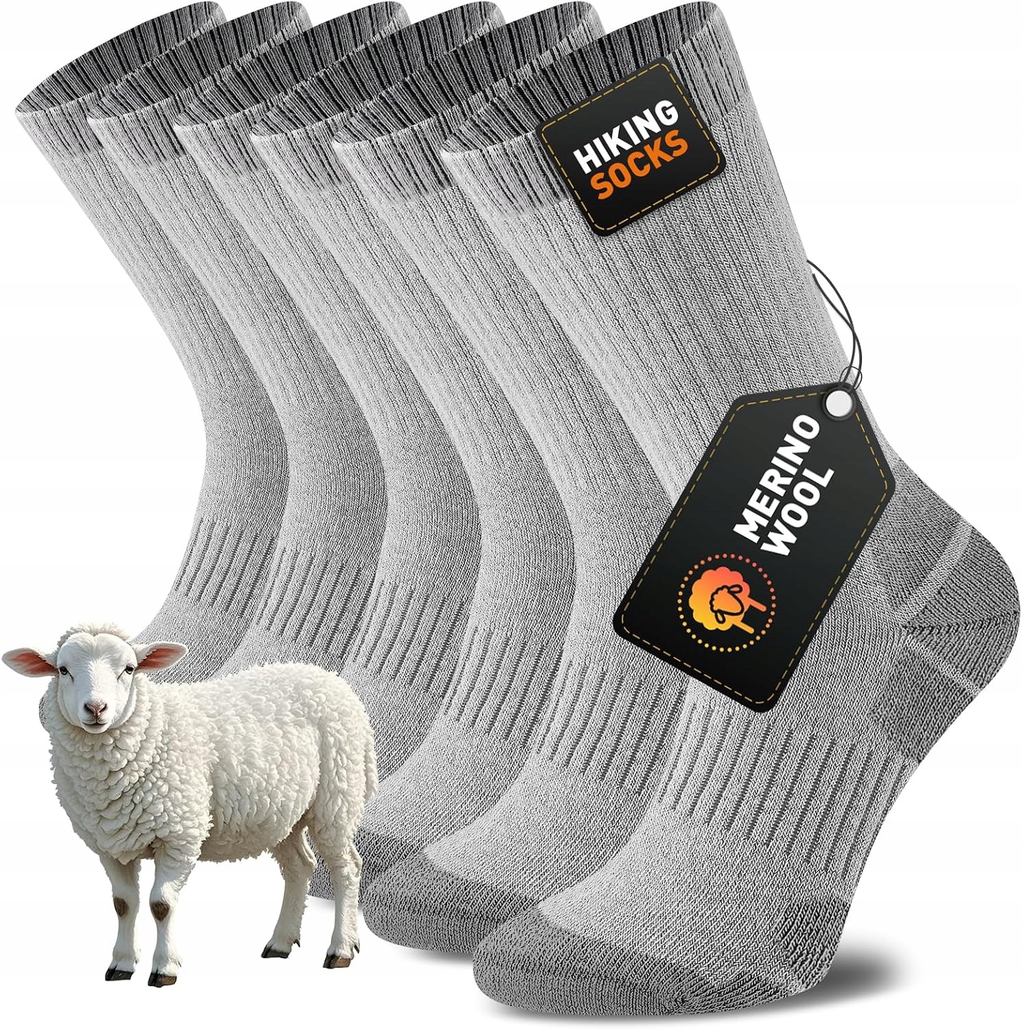 Skarpety Merino 43-46 Szare Termiczne Grube do Trekkingu Pracy