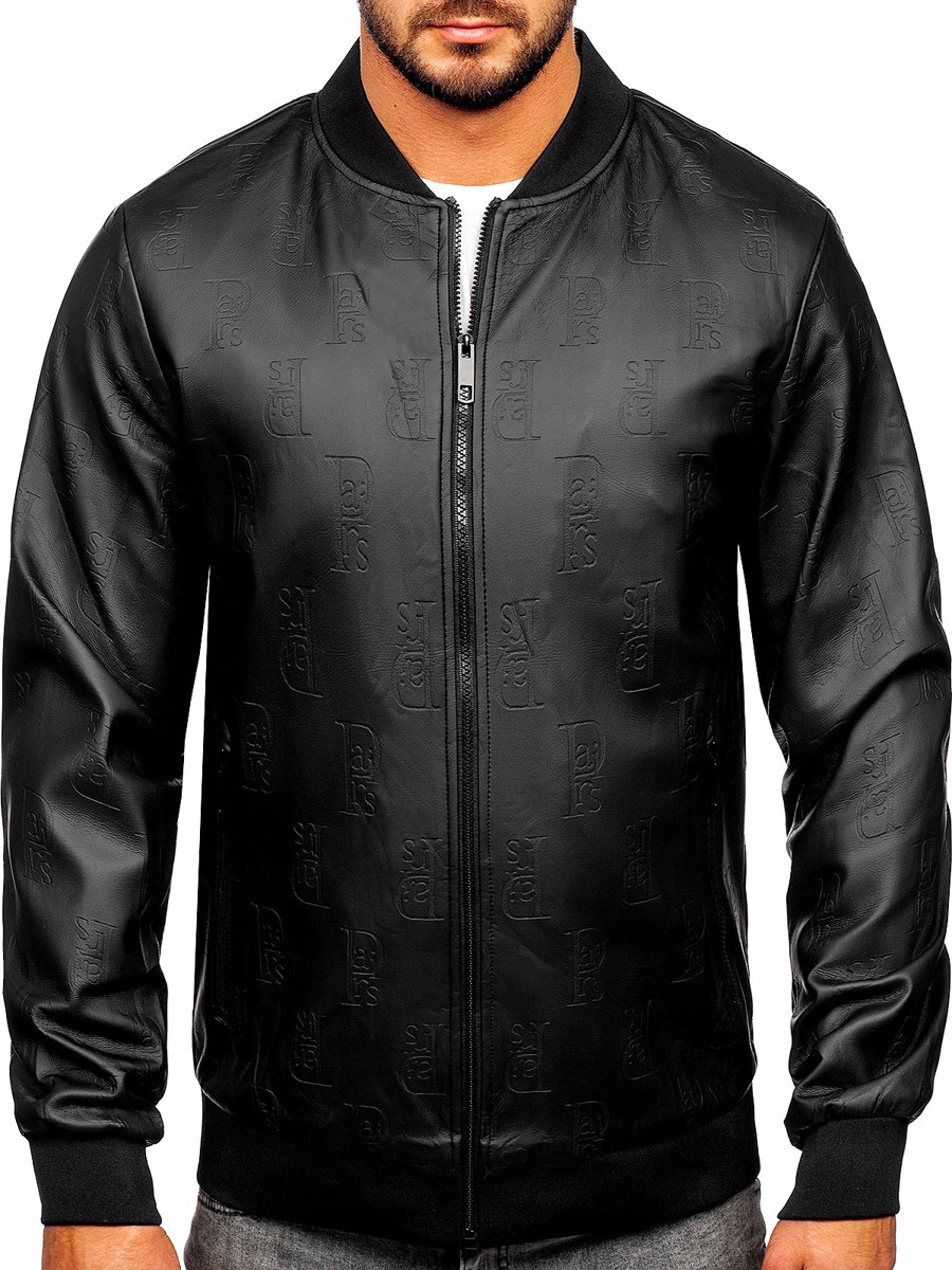 Pánská Kožená Bunda Bomber Černá 3A66A1 DENLEY_2XL