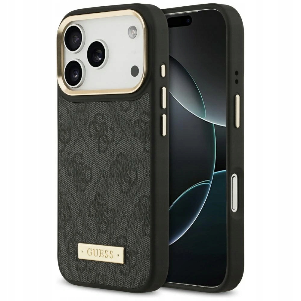 Pouzdro Guess 4G Logo Plate MagSafe pro Apple iPhone 17 Pro, černé