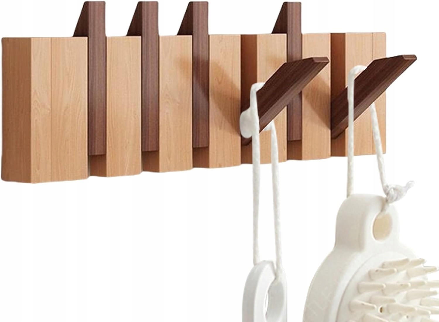 Dřevěný nástěnný věšák se 6 magnetickými háčky do předsíně a koupelny