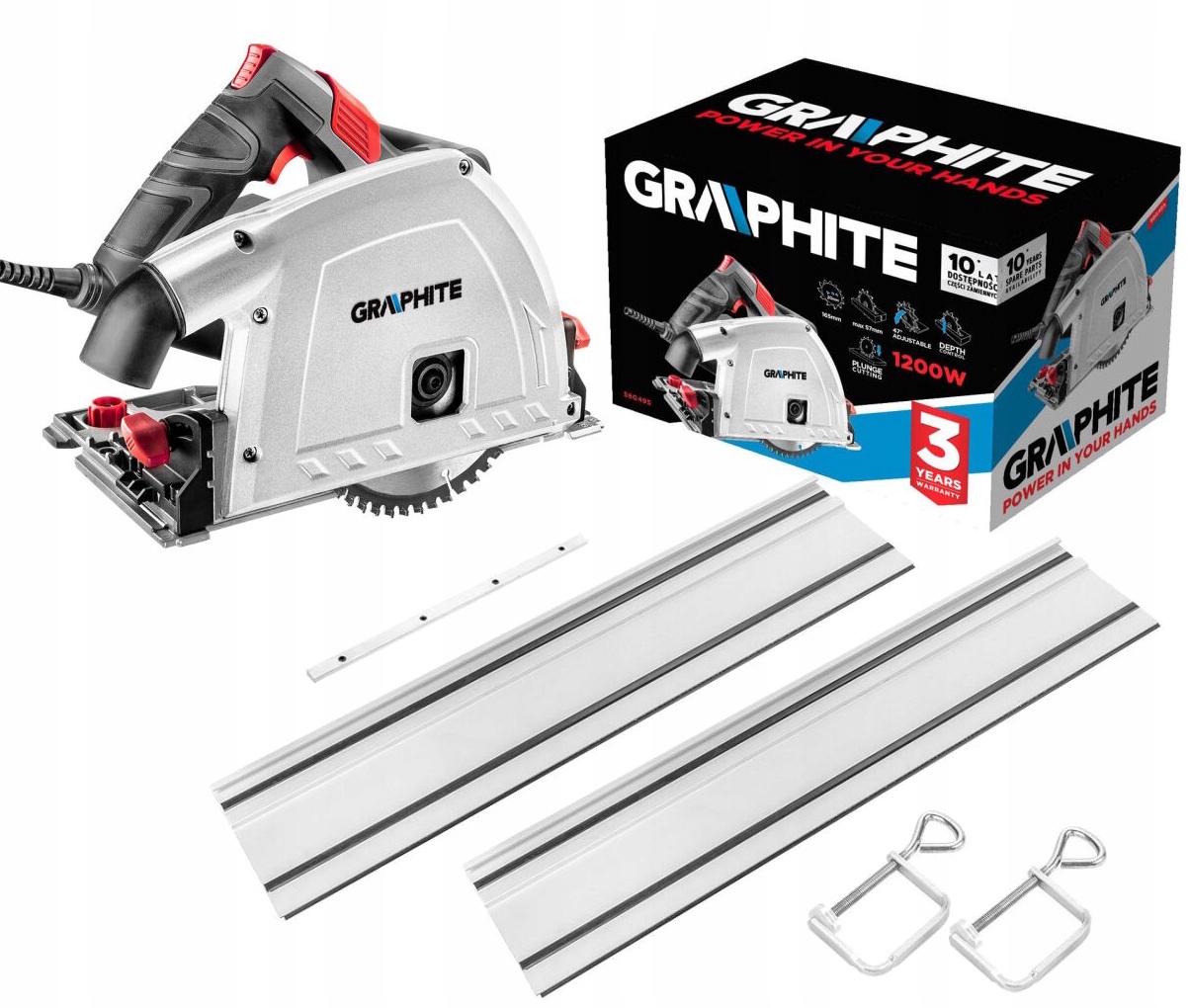 Pila zahlubovací 1200W 165 mm vodicí lišta a dvě svorky Graphite
