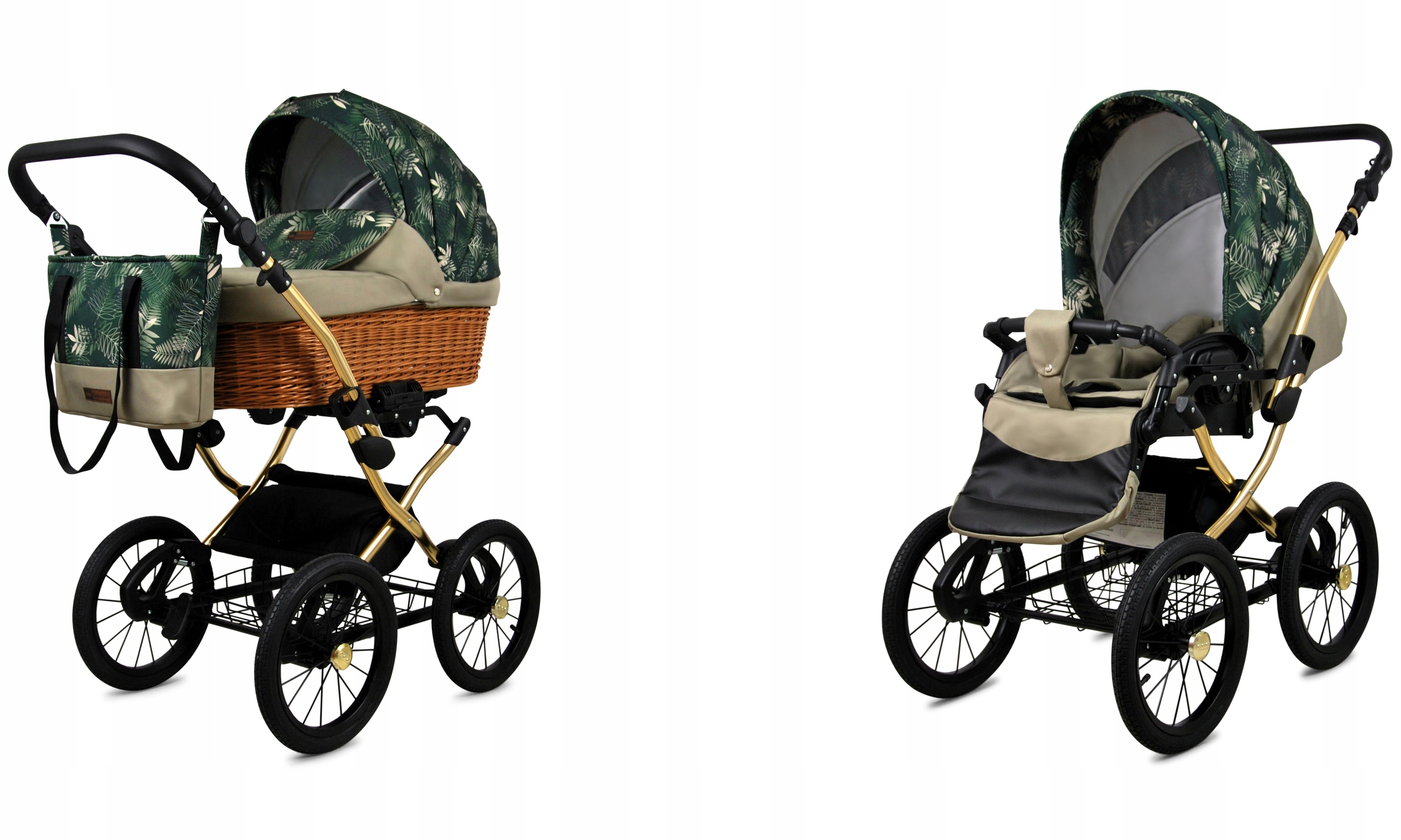 Wózek dziecięcy 2w1 BabyLux Classic Gold spacerówka gondola lekki torba