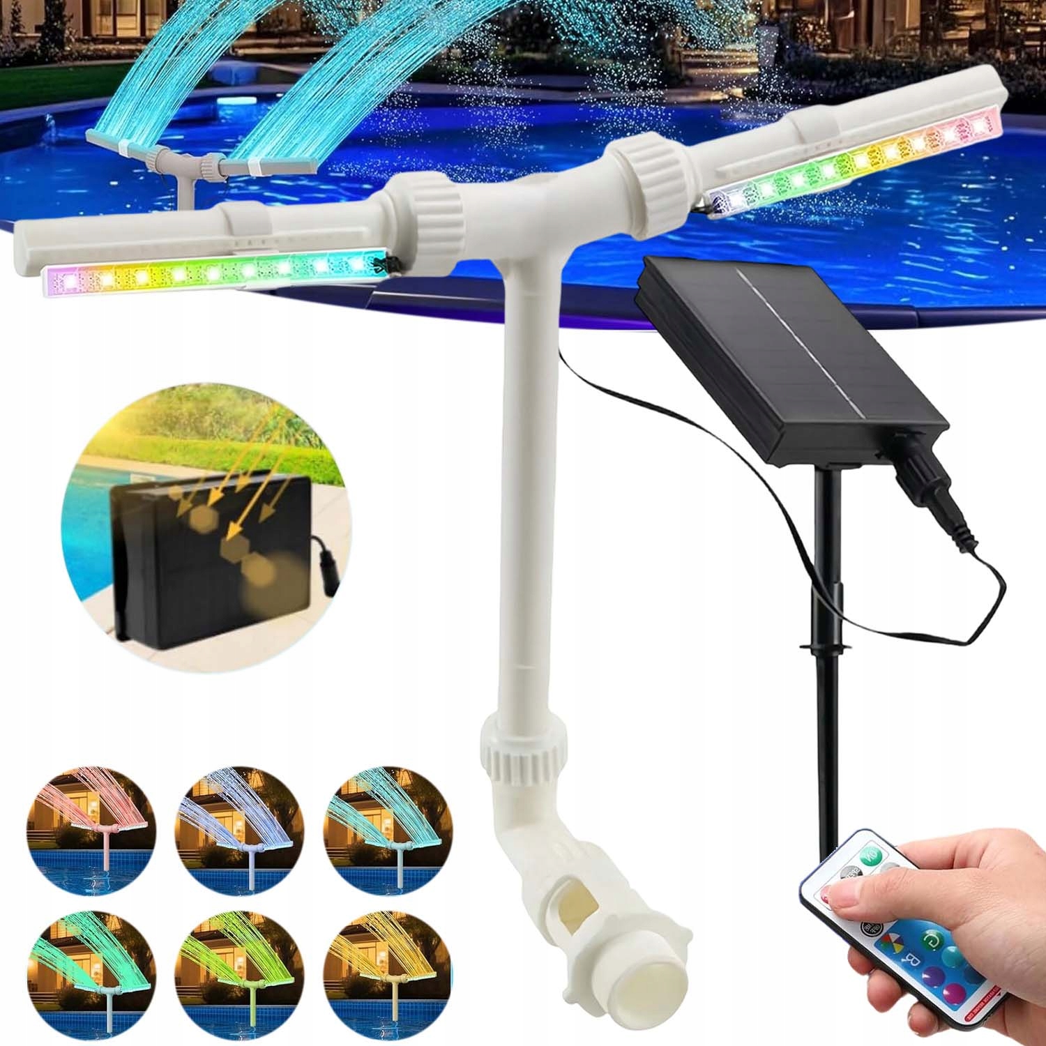 Fontána Se Světly, 7 Režimů Pro Venkovní Dekoraci