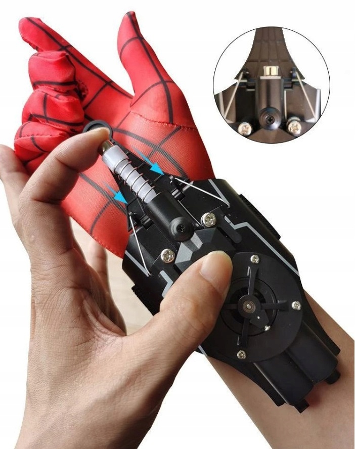 SPIDERMAN WYRZUTNIA SIECI STRZELAJĄCA ZESTAW RĘKAWICA SIEĆ 3M MAGNES USB Rozmiar uniwersalny