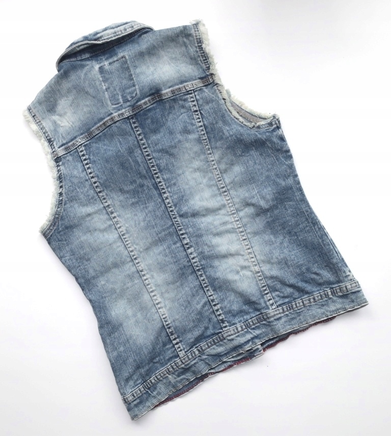 CECIL S 36 JEANSOWA KAMIZELKA POSTRZĘPIONA VINTAGE OLDCHOOL LUŹNA STYLOWA Rozmiar S