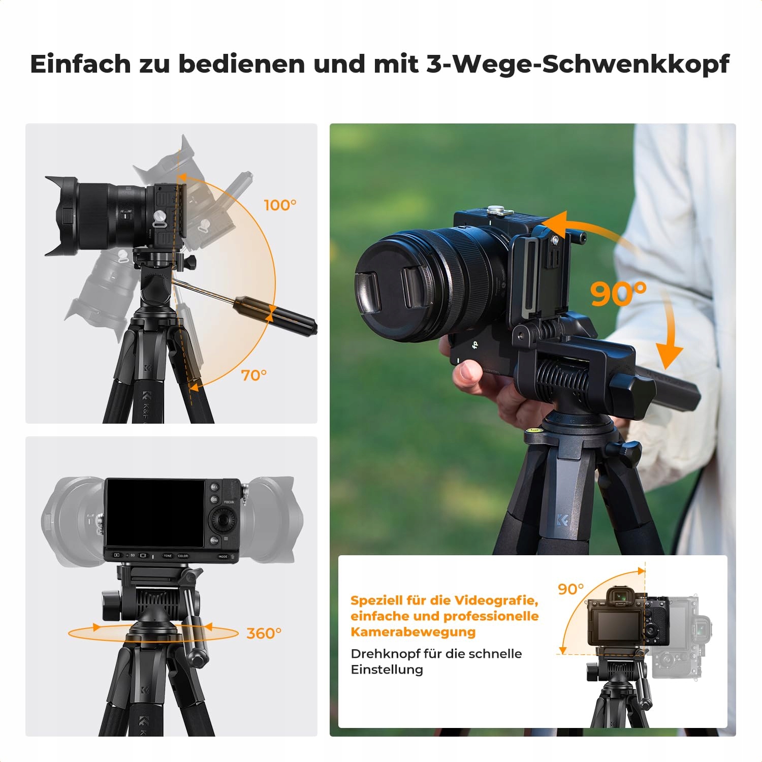 K&F CONCEPT Lekki Statyw 172cm Do Aparatów i Smartfonów Z Torbą — miniatura 6