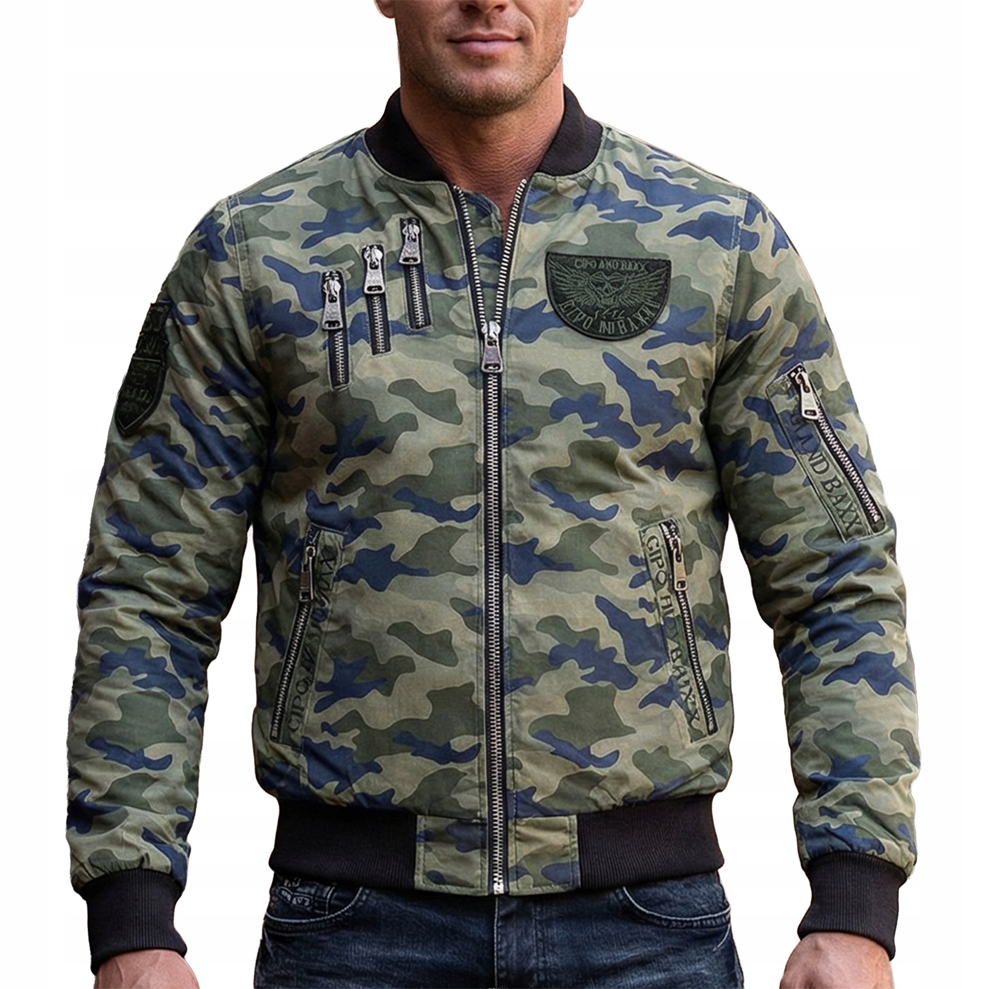 Kurtka Cipo Baxx Przejściówka Zamki Ride Forever Naszywki Moro Military