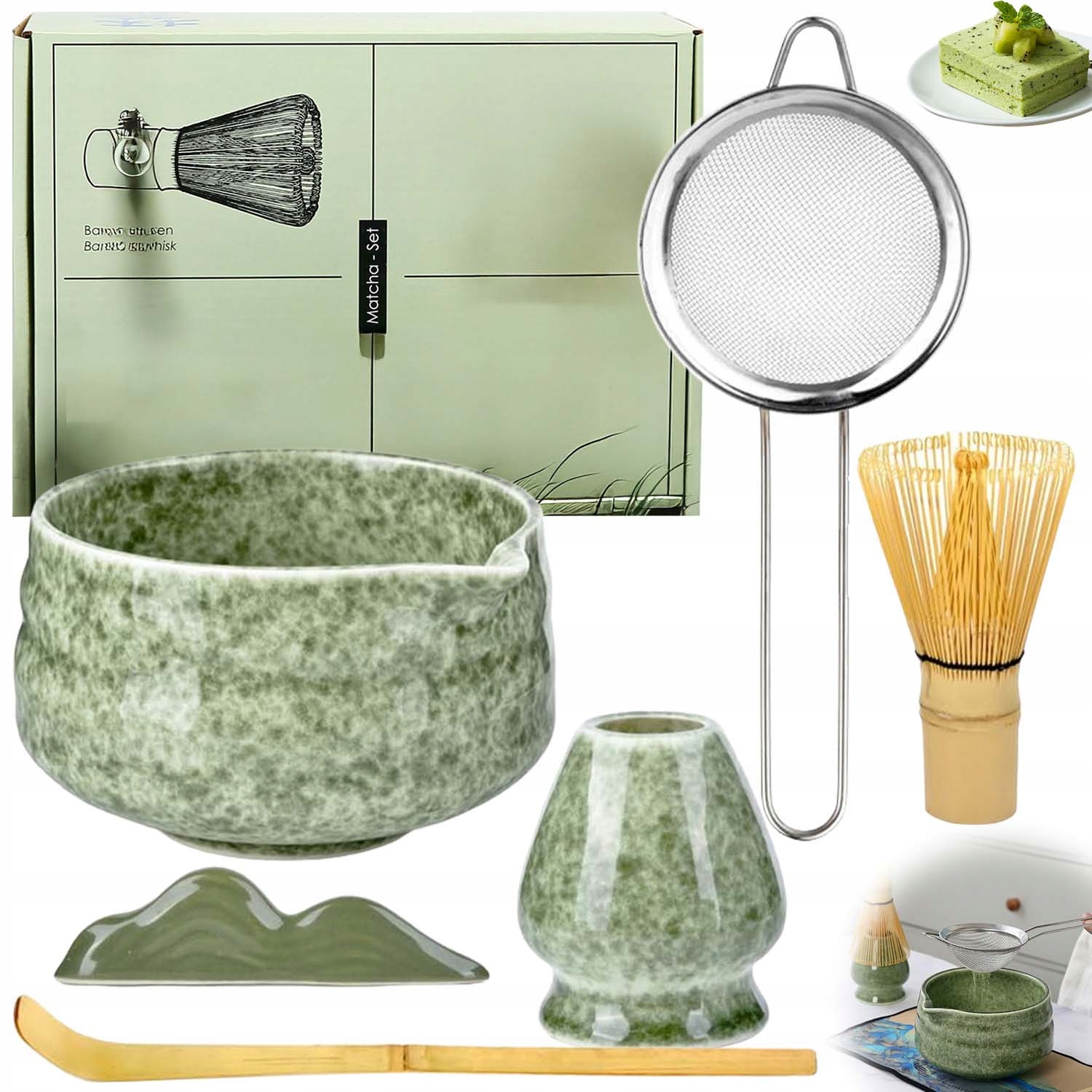 Levně Set Čaj Matcha Matchy Miotelka Bambusová Čajový Obřad 7 Set