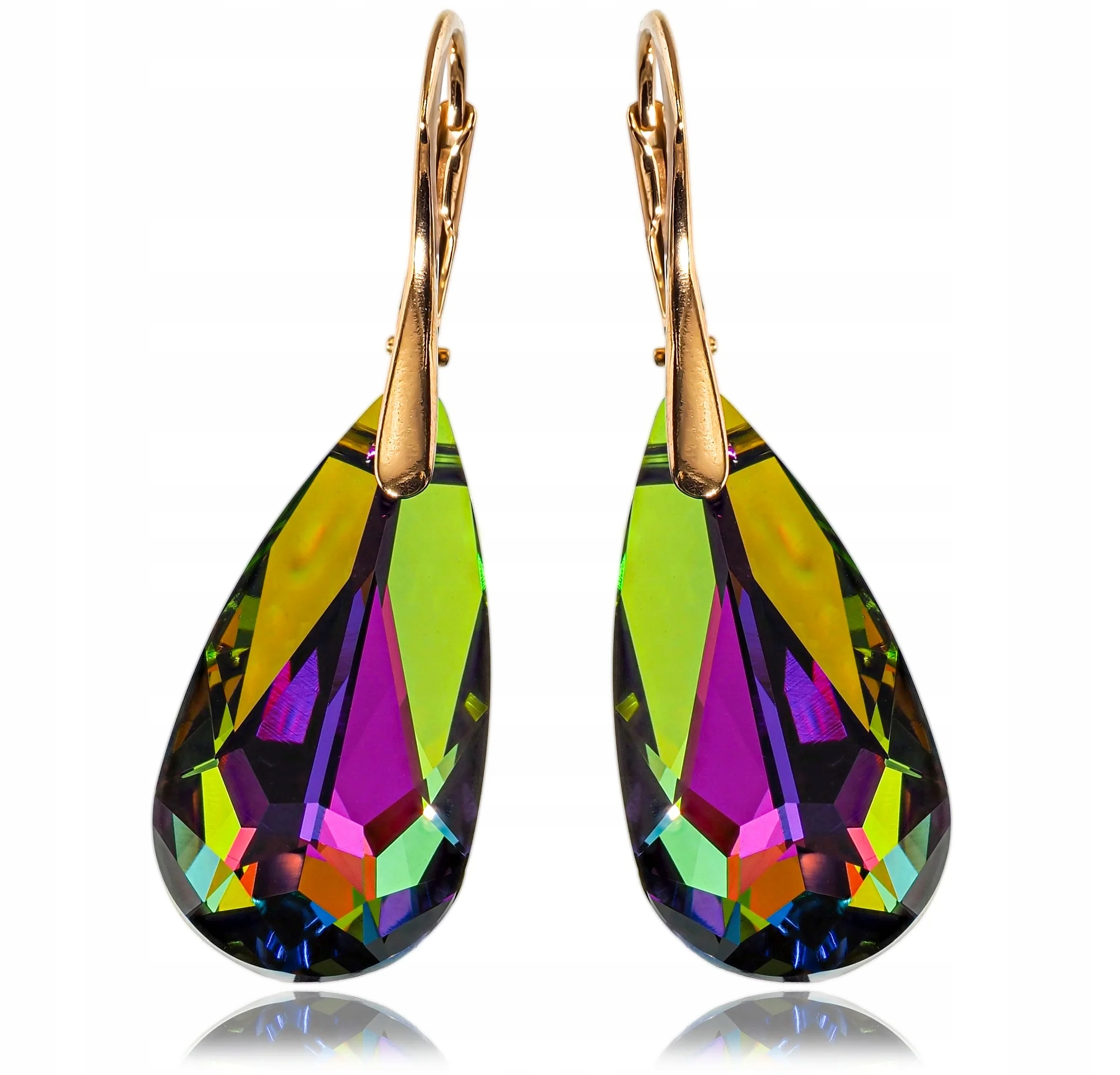 Originální krystalické Náušnice Vitrail Medium Gold Zlaté Stříbro Certifikát