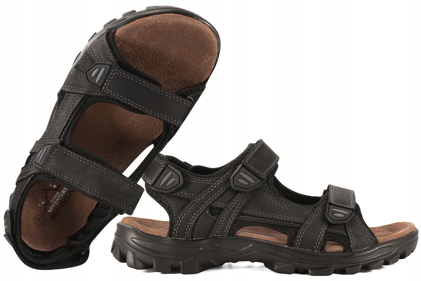 Superun 6480 Kožené Pánské Letní Sandály Soft Pu černé, černá 44