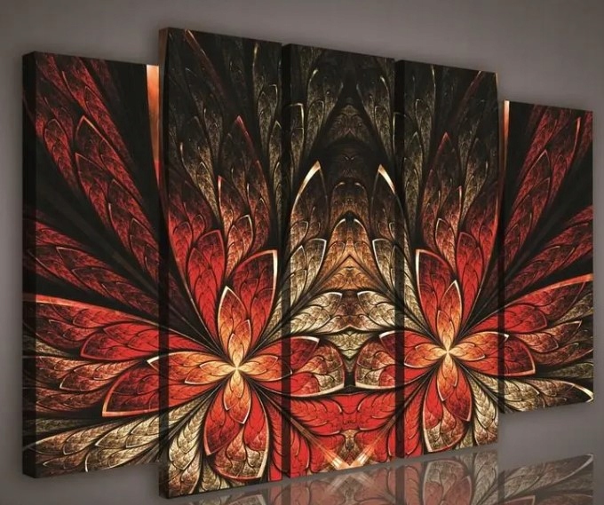 Obraz 150x100 Abstrakcia Fraktal Polyptych Bez rámu Energia Symetria Vzor