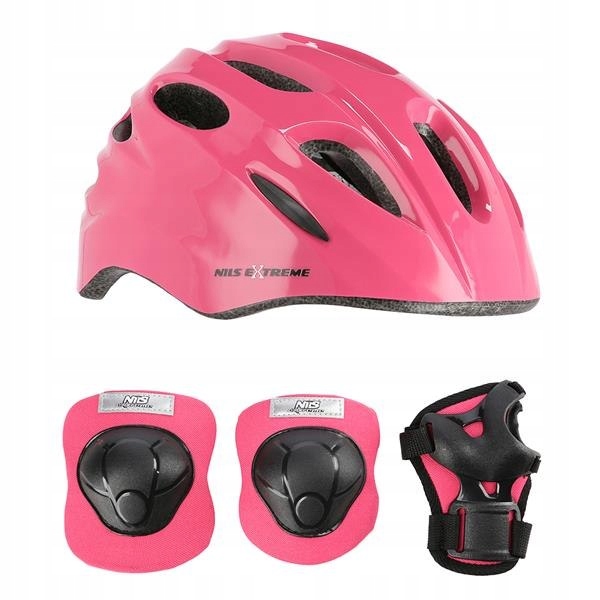 MTW01+H210 różowy Rozm. S Kask Z Ochraniaczami Zestaw Nils Extreme