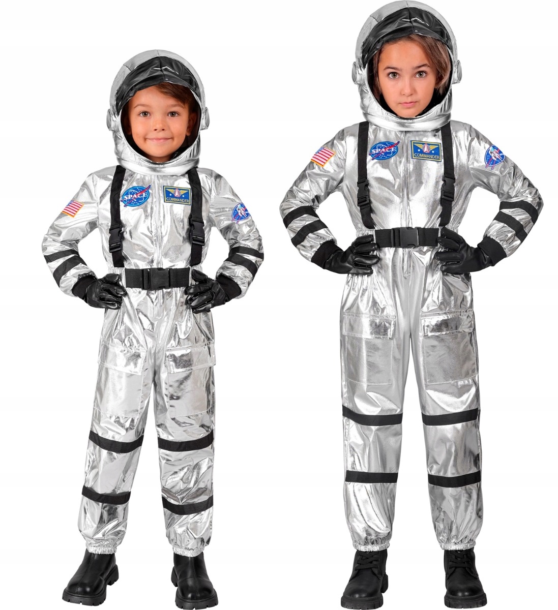 Strój Astronauty Srebrny Skafander Kosmonauty Astronauta Kombinezon 128
