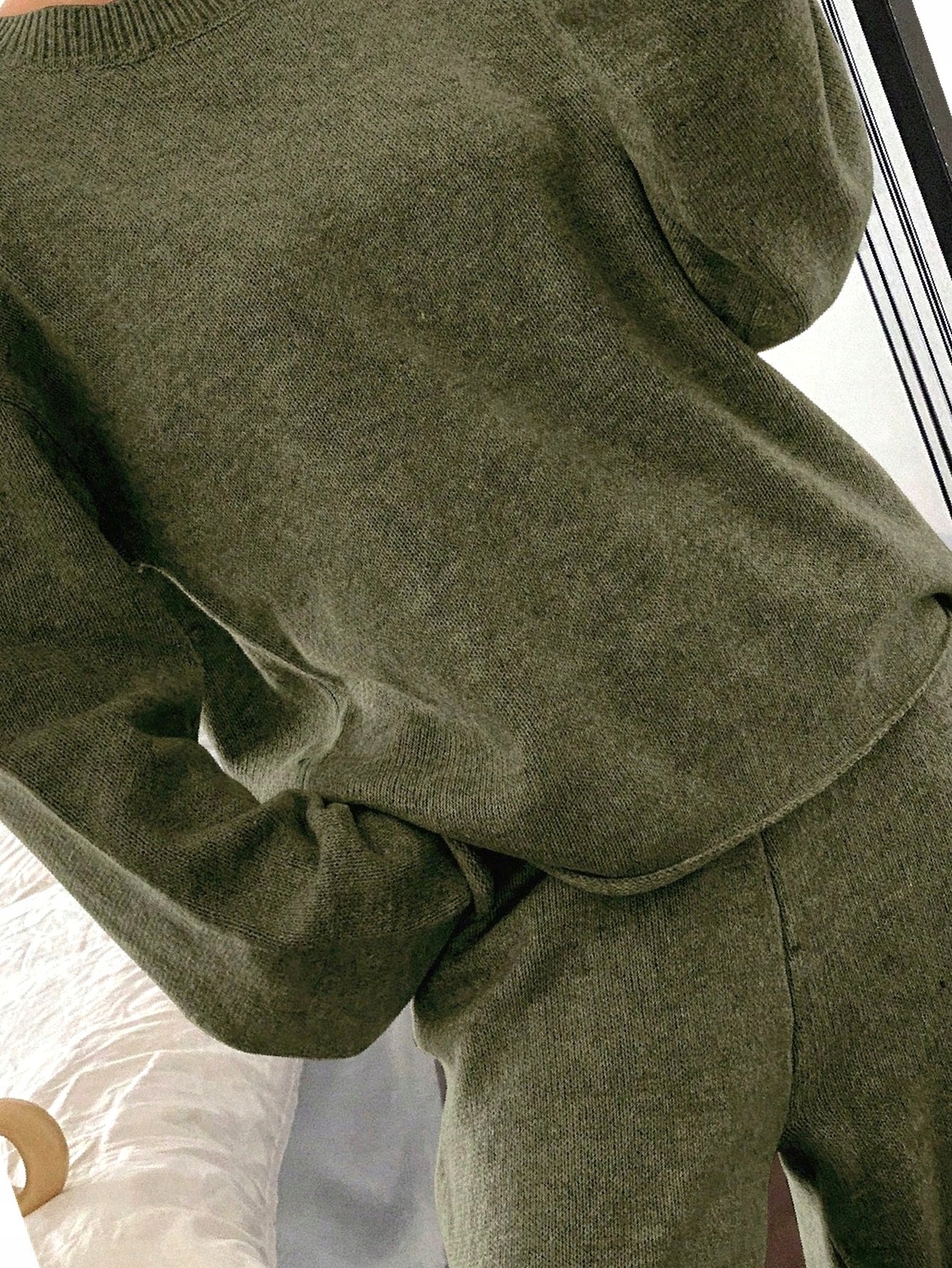 Pletený komplet Zelený na každý den Svetr s kalhotami M 38