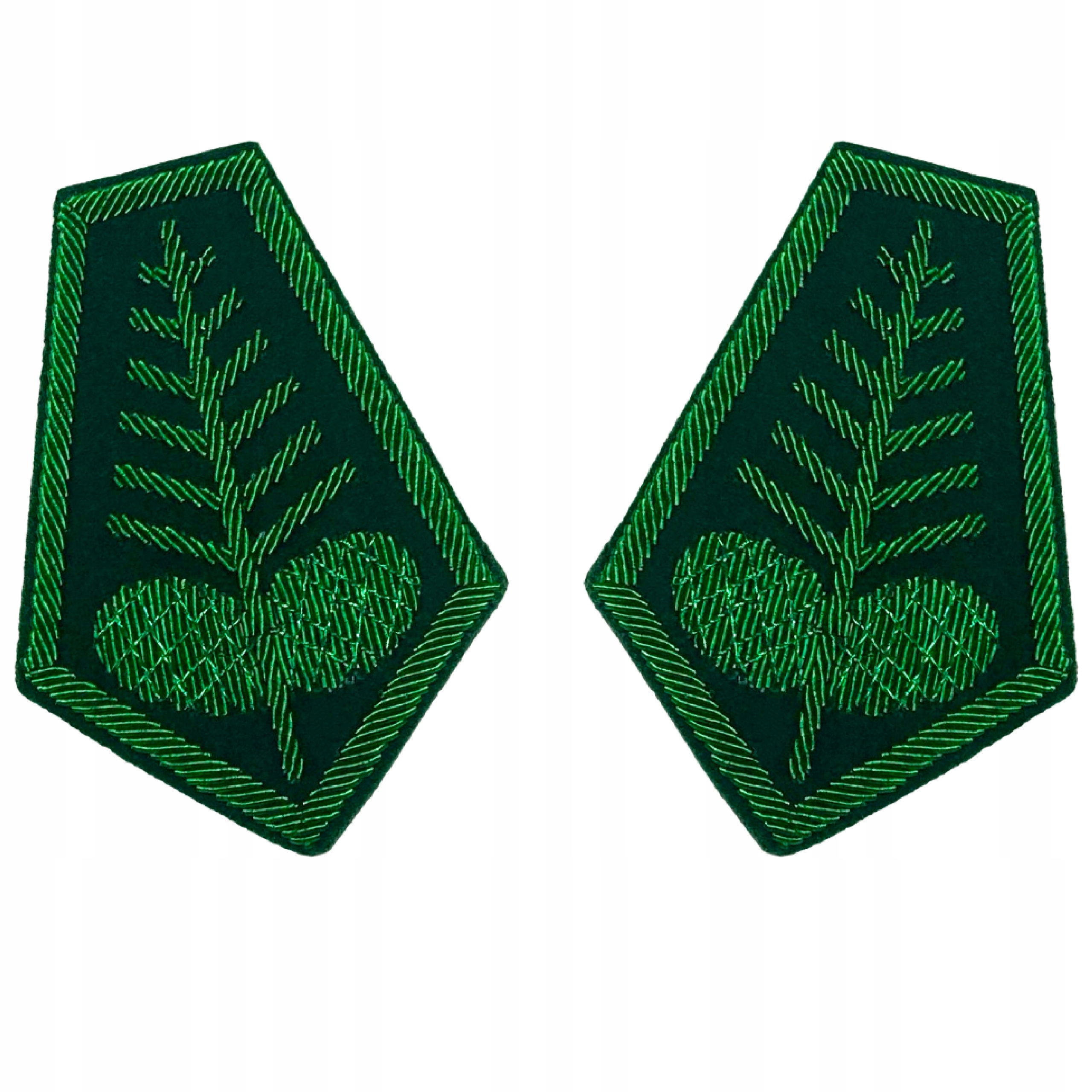 Dystynkcje Na Patki Mundur Myśliwy haft Bajorek zielona jedlina z szyszkami