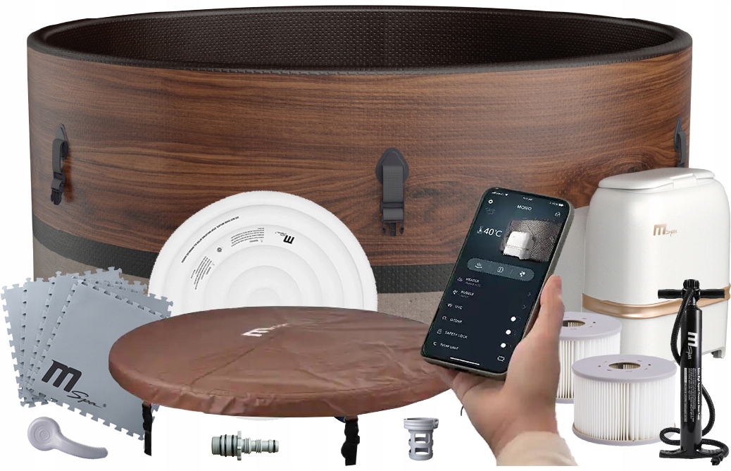Nowoczesne Całoroczne Dmuchane Spa Duet 173x65 cm 6 os. WiFi Mspa F-DU062W