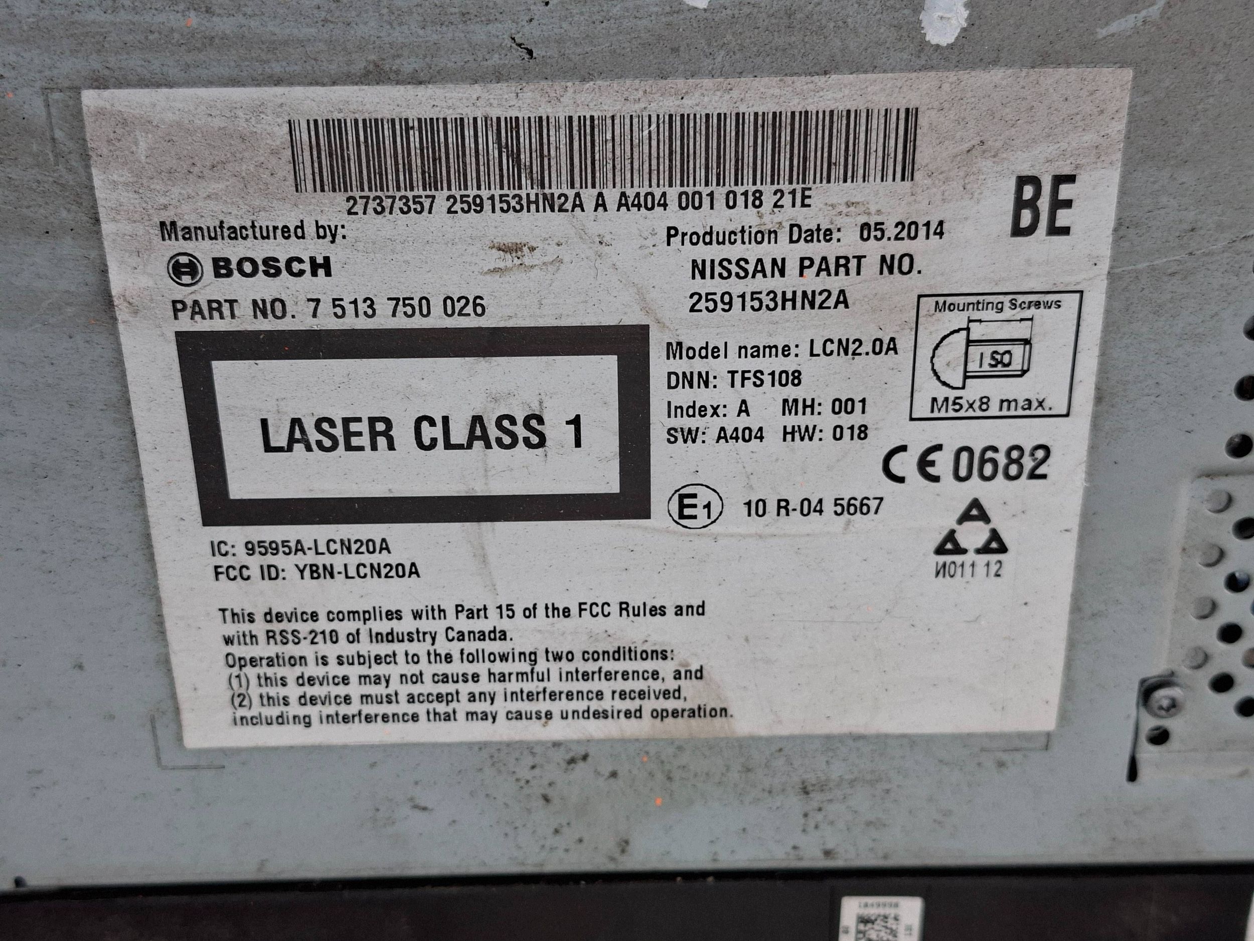 RADIO Navigation NISSAN NOTE E12 12-16 7513750026