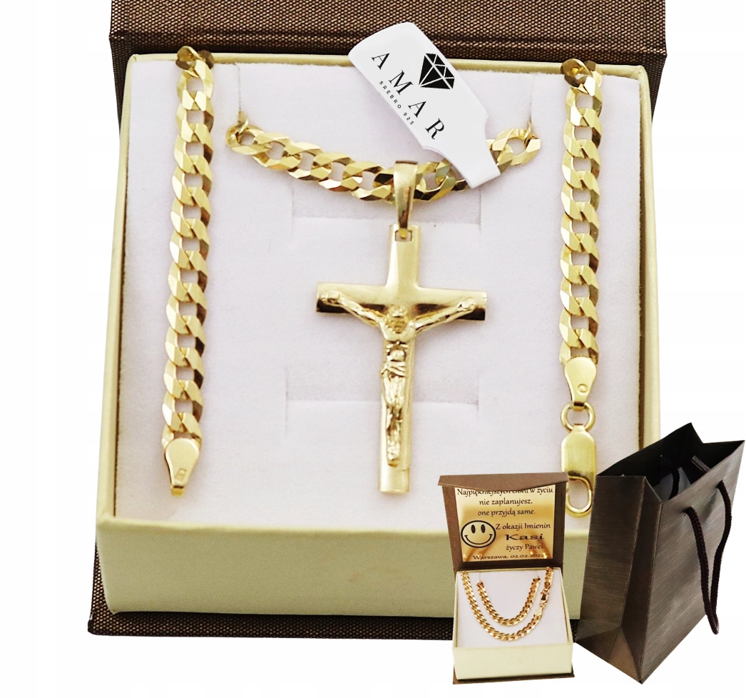 Zlatý Plný Řetízek Pánský Pancr S Křížkem Ryzost 925 585 Gravírování Bonus