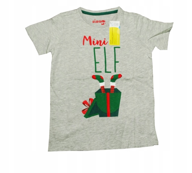

Koszulka Świąteczna bluzka Mini Elf r.134 szara