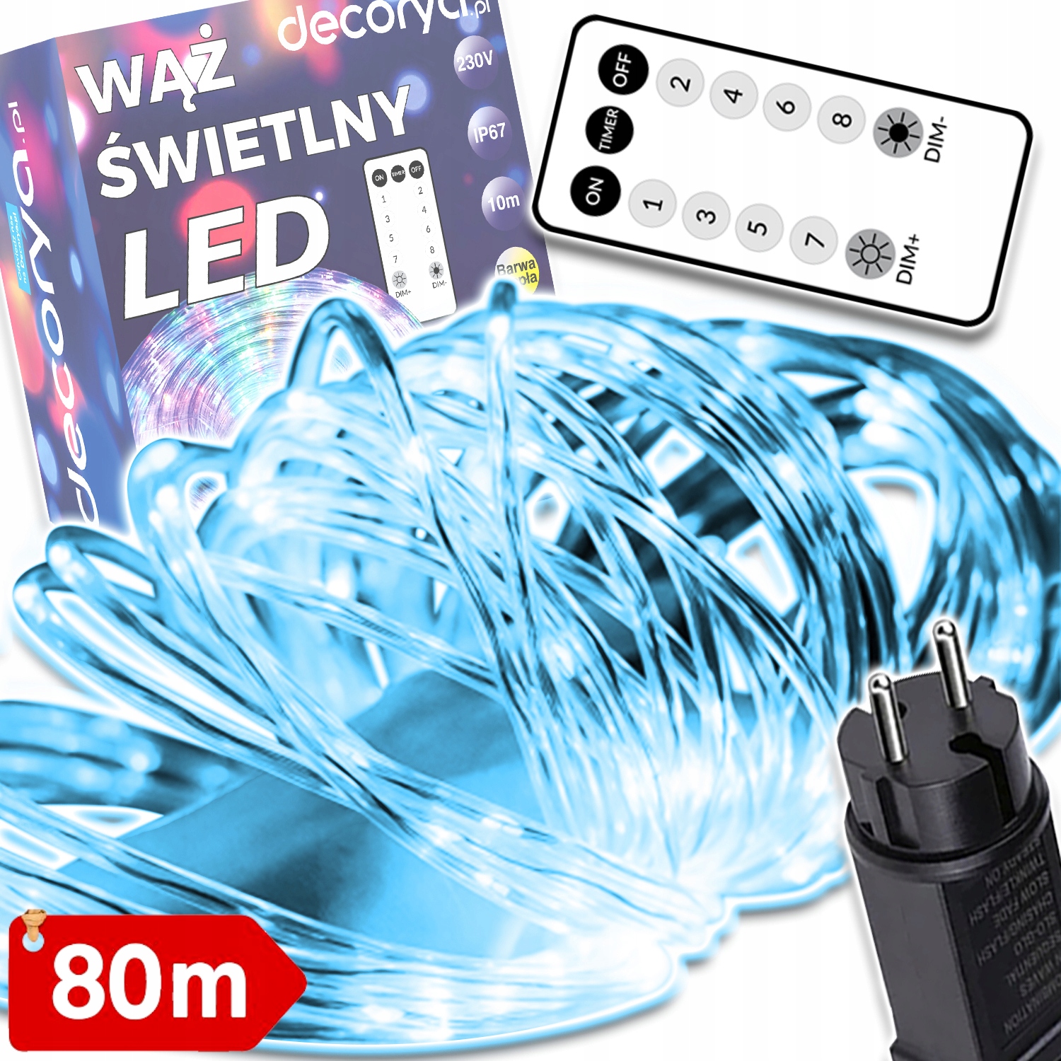 Led Světelná Hadice Vánoční Osvětlení Na Stromeček Ozdobná 80 M Voděodolná IP67 S Dálkovým Ovládáním