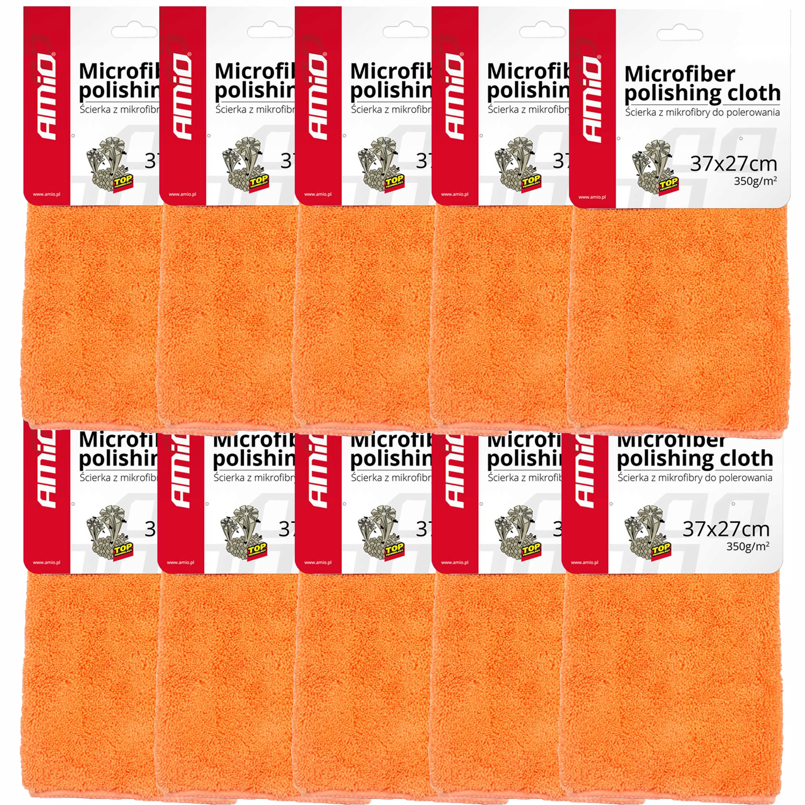10X Miękka Ściereczka Mikrofibra 37x27cm 350gsm
