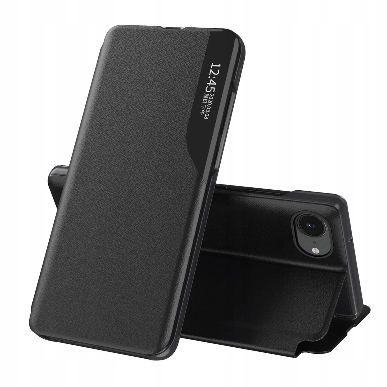 Etui futerał z klapką podstawką na iPhone 16e Eco Leather View Case czarny