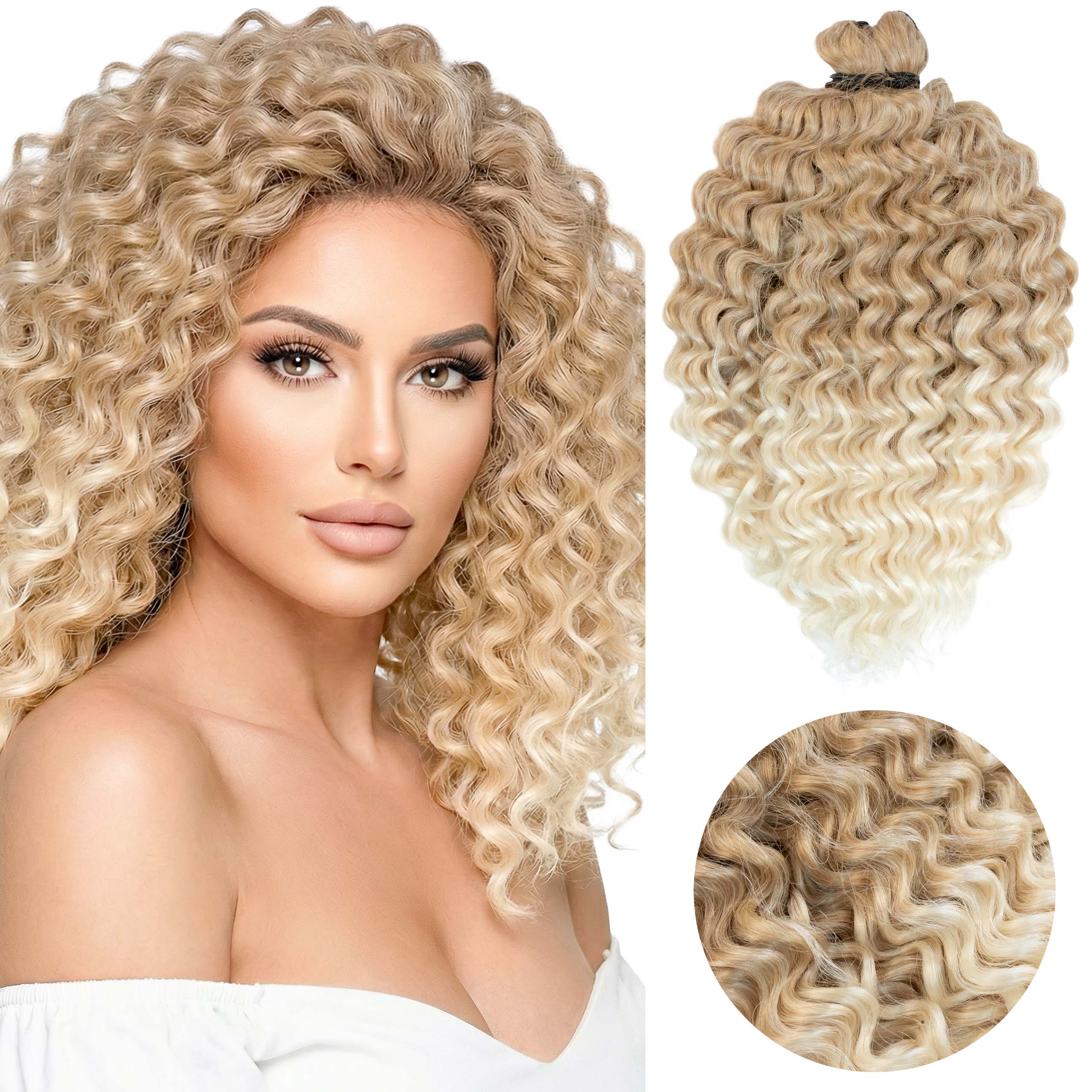 Włosy syntetyczne sztuczne fale loki Afroloki Fijipro 30cm 200g blond ombre
