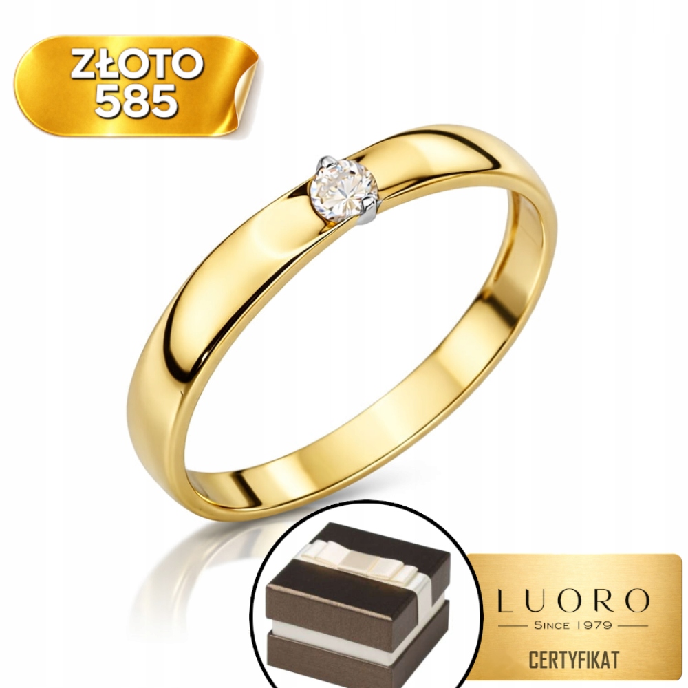 Prstýnek 585 14K S Klasickým Zirkonem, Žlutý, R19