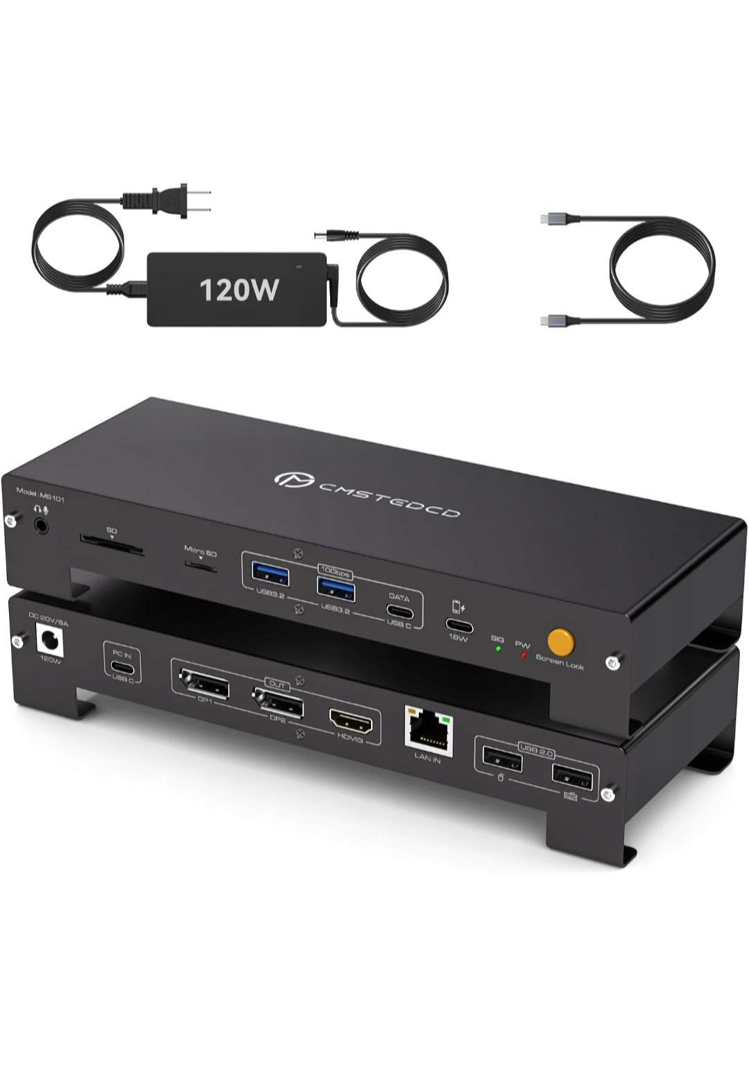 Cmstedcd Dokovací stanice Kvm Usb-c pro notebook a stolní počítač