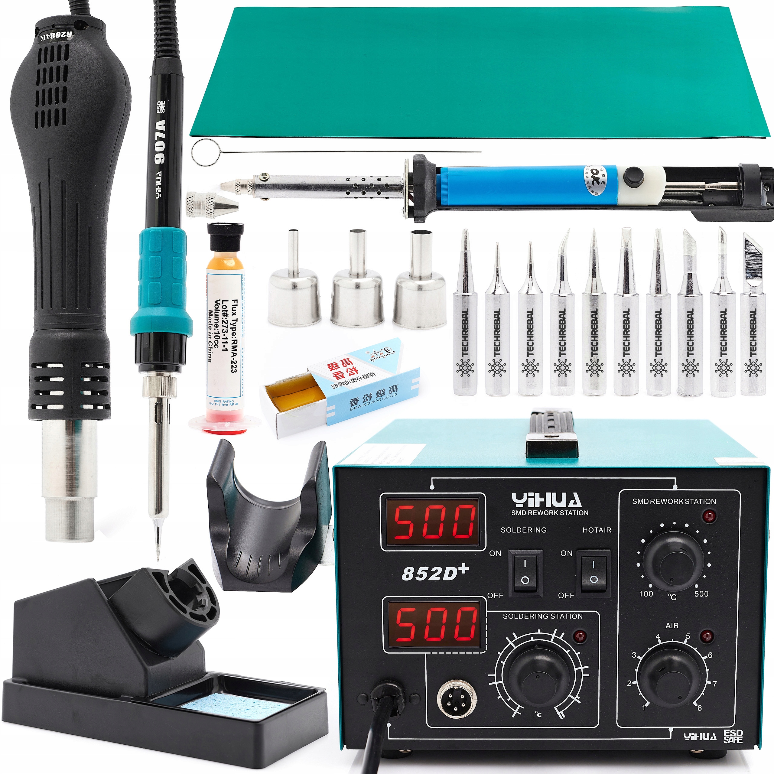 Pájecí Stanice 2v1 Baňková Páječka Hot Air Yihua 852D+ 740W Příslušenství