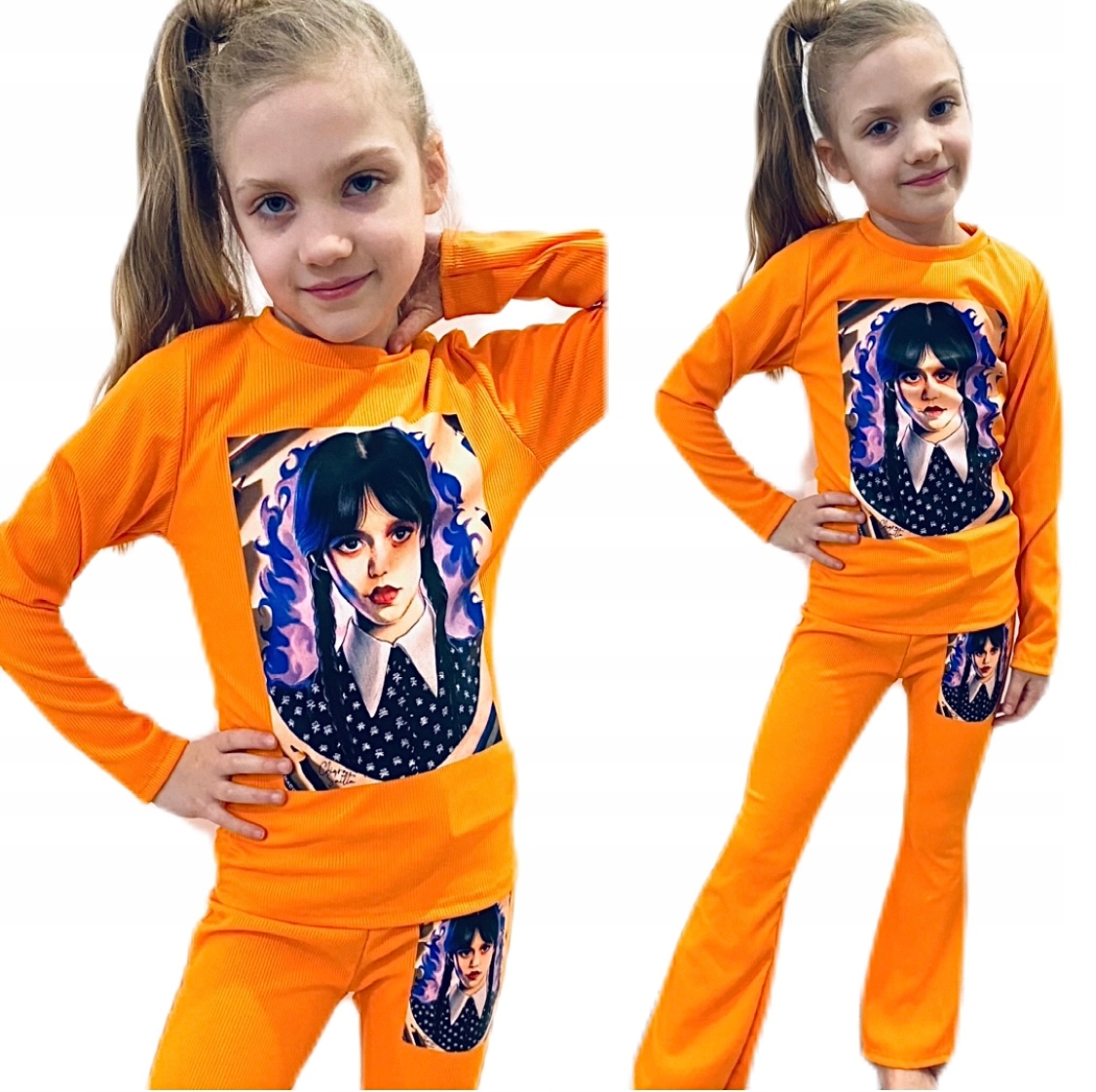 

Komplet dres Wednesday bluzka Dzwony prążek 128