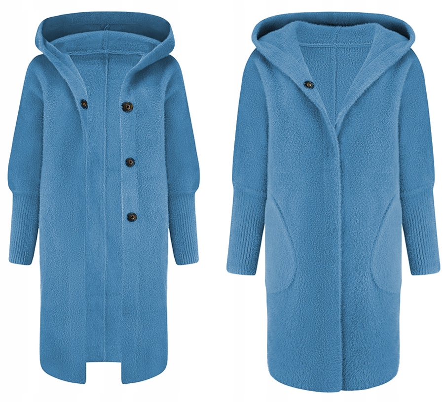 Teplá Alpaka Kabát Přehoz Vlna Barvy Džíny