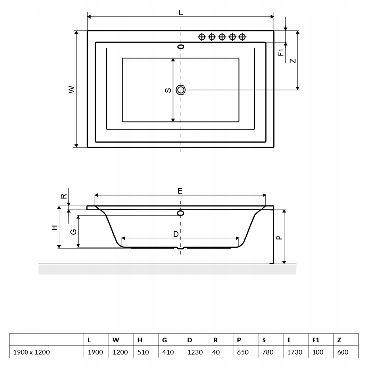 EXCELLENT LUX WANNA PROSTOKĄTNA 190X120 CM BIAŁA Marka Excellent