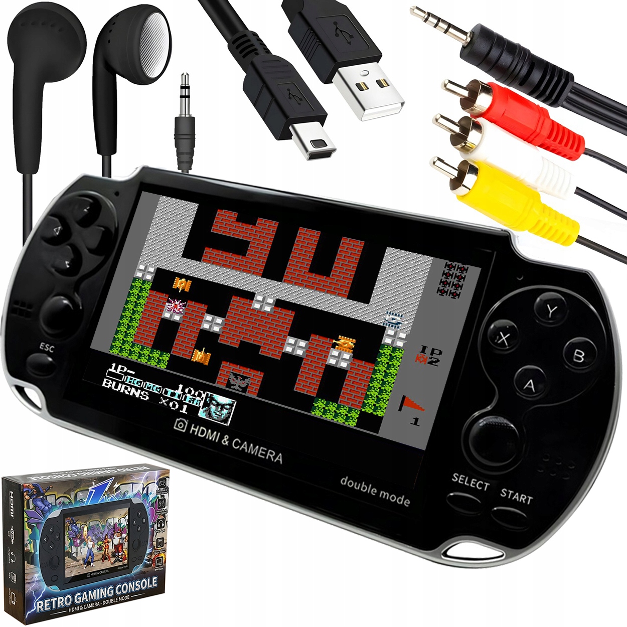 Mini Konsola Retro 1000 Gier Pl Menu Hdmi Sdcard Kable Przejściówki 5,1"